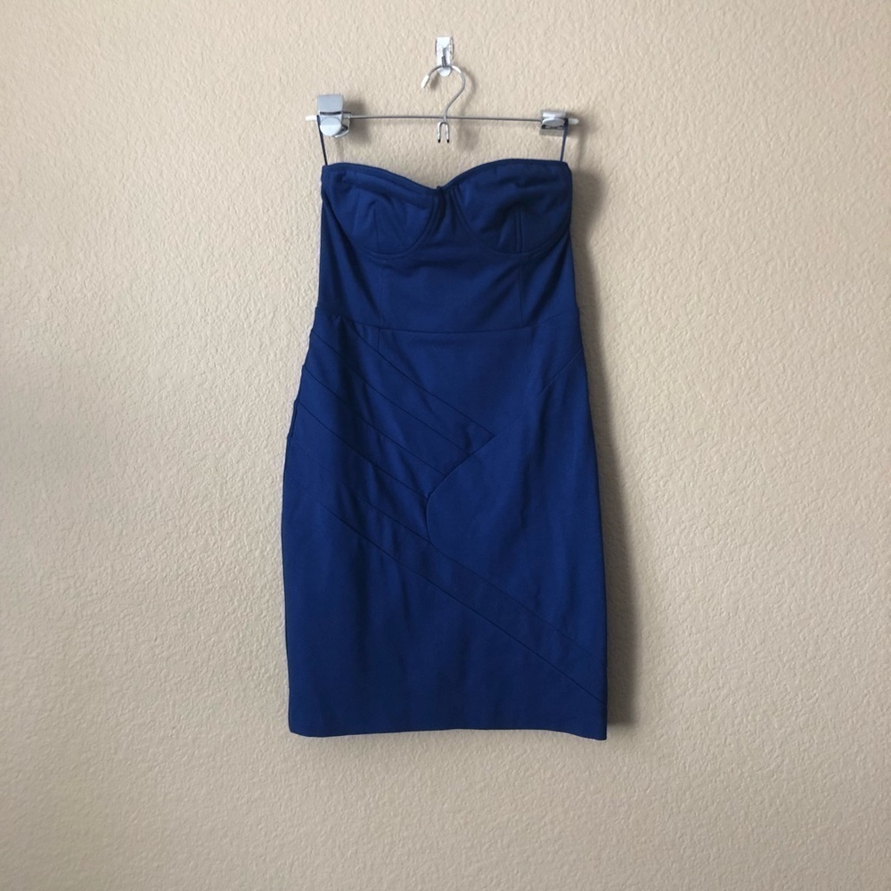 Express fashion star strapless moto dress